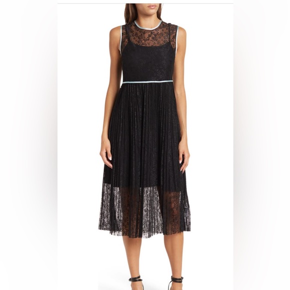 Maje Dresses & Skirts - NWT Maje Black Lace Pleated Midi Dress - size 2